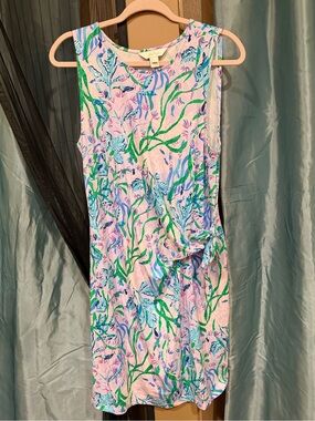 Lilly Pulitzer Lavender Floral Shift Dress with Aqua & Green Accents